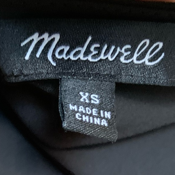 Madewell NWOT Bell Sleeve Tie Top Black Blouse XS - Picture 6 of 6